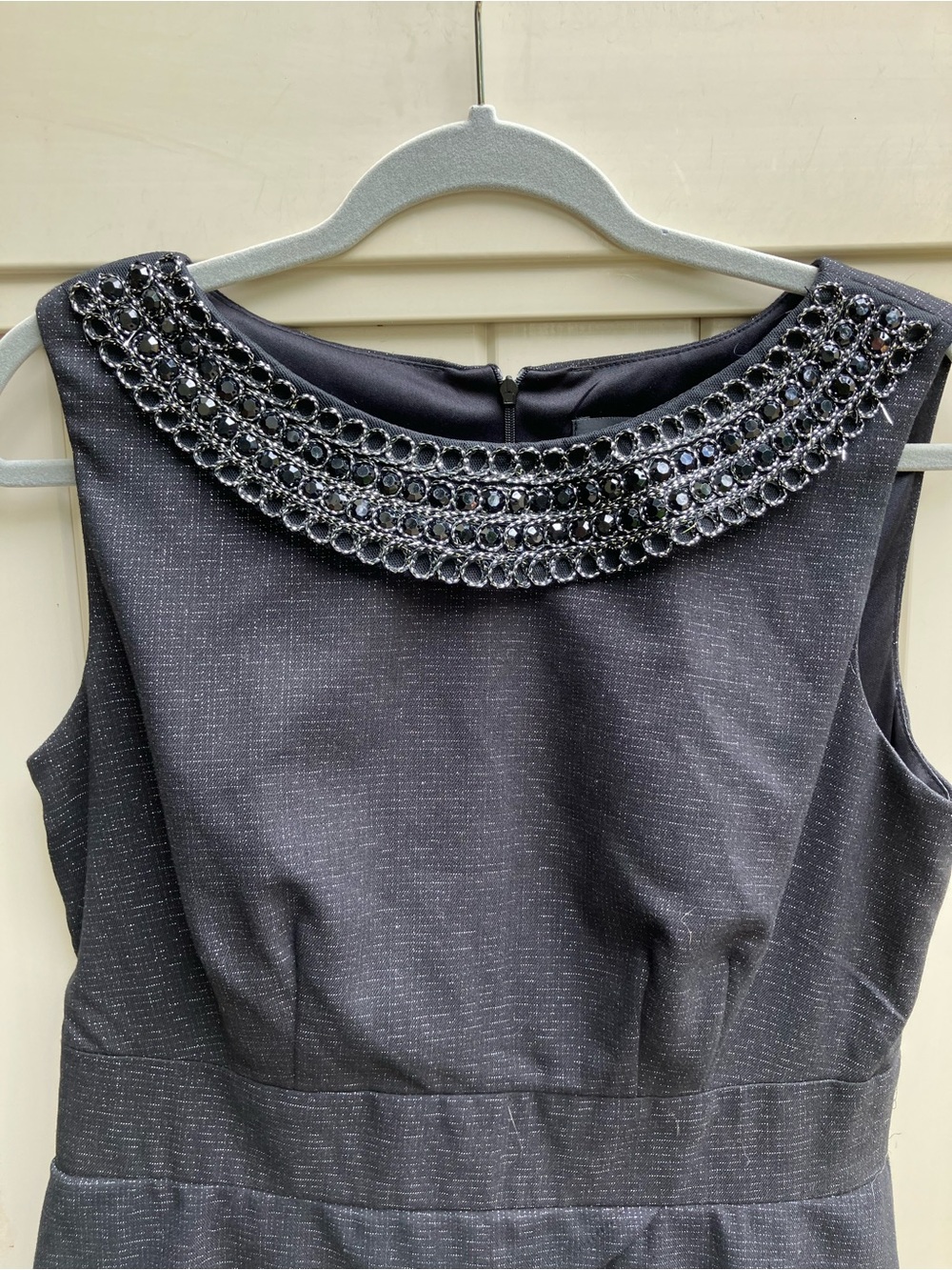 LBD Audrey Hepburn cocktail classic black metallic beaded dress sz 12 - Picture 4 of 12